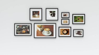 Duvar - kahve resim (3d render üzerinde fotoğraf çerçevesi)