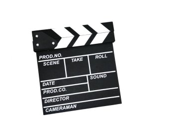 Clapper kurulu film beyaz arka plan üzerinde