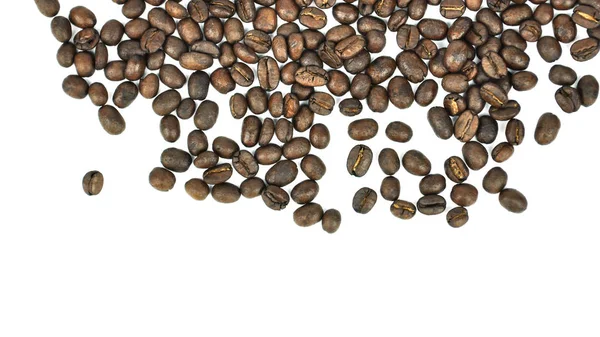 Top View Coffee Beans Isolated White — Stock Photo, Image