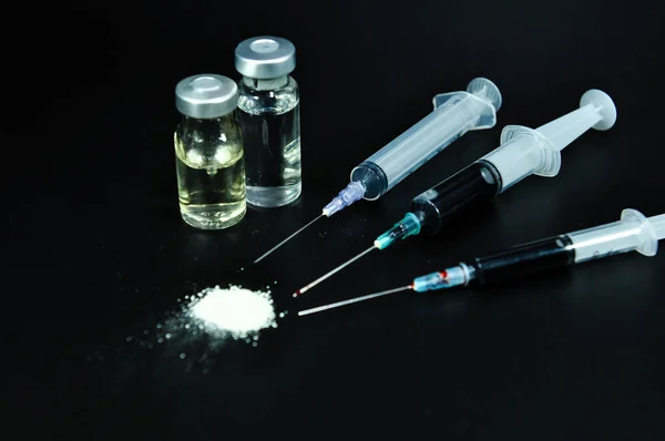 Jeringa Drogas Heroína Cocida —  Fotos de Stock