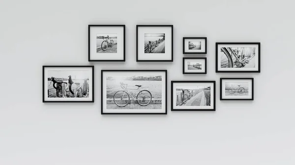 墙上的相框 自行车 Picture — 图库照片
