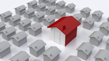 Beyaz arka plan (3d render üzerinde ev çıkmaktadır)