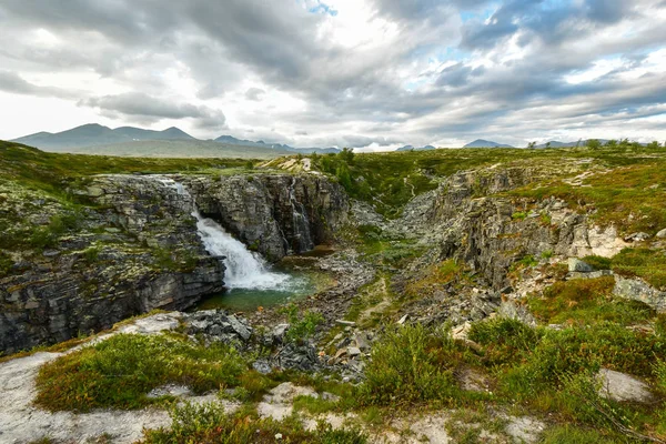 Storulfossen waterfall at Mysuseter Norway — стокове фото