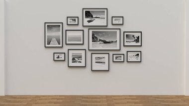 Duvarda Fotoğraf çerçevesi - Deniz resmi(3d render)