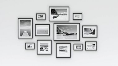 Duvarda Fotoğraf çerçevesi - Deniz resmi(3d render)