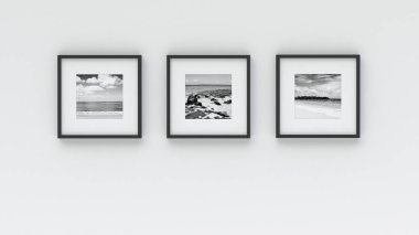 Duvarda Fotoğraf çerçevesi - Deniz resmi(3d render)