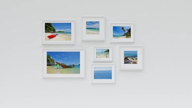 Duvarda Fotoğraf çerçevesi - Deniz resmi(3d render)