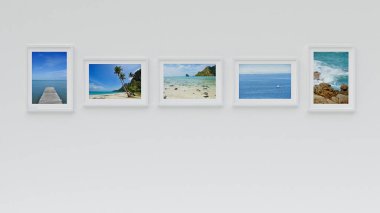 Duvarda Fotoğraf çerçevesi - Deniz resmi(3d render)
