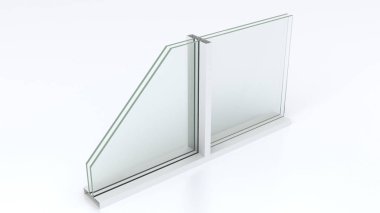 alüminyum profil ve yalıtımlı cam(3d render)