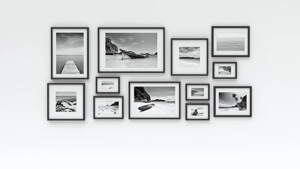 Fotografický rám na stěně-Sea Picture (3D vykreslování) — Stock fotografie
