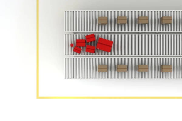 Χαρτοκιβώτιο στον κύλινδρο μεταφορέα (3D απόδοση) — Φωτογραφία Αρχείου
