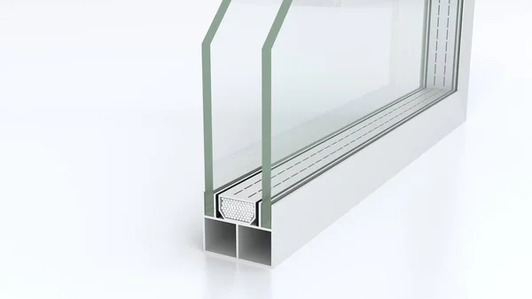 Alüminyum profil ve yalıtımlı cam(3d render) — Stok fotoğraf