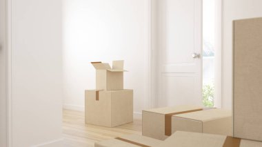 Karton Ev Hareketli Ambalaj Kutuları(3d render)