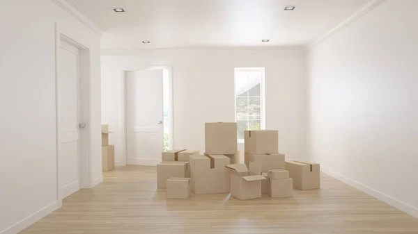 Karton Ev Hareketli Ambalaj Kutuları(3d render)