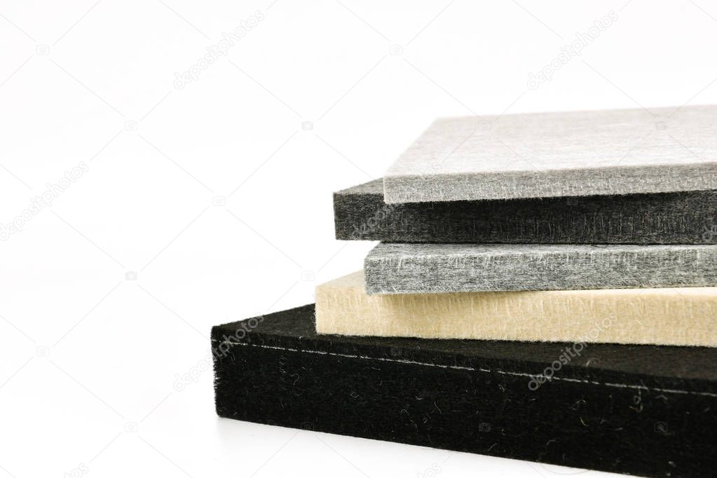 acoustic board materials on white background