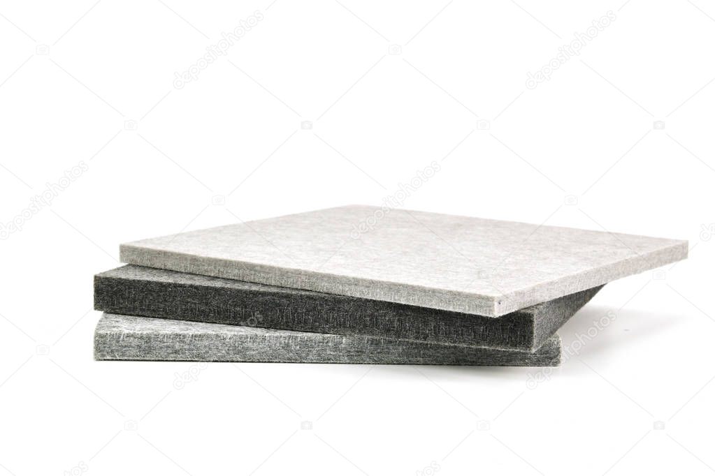 acoustic board materials on white background