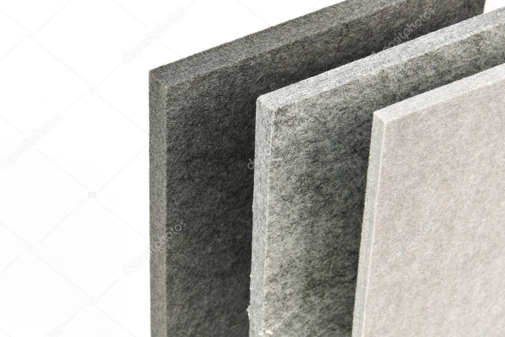 acoustic board materials on white background