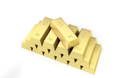 Beyaz arkaplanda altın çubuk