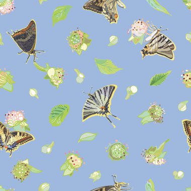 Mavi böğürtlen dikişsiz desen