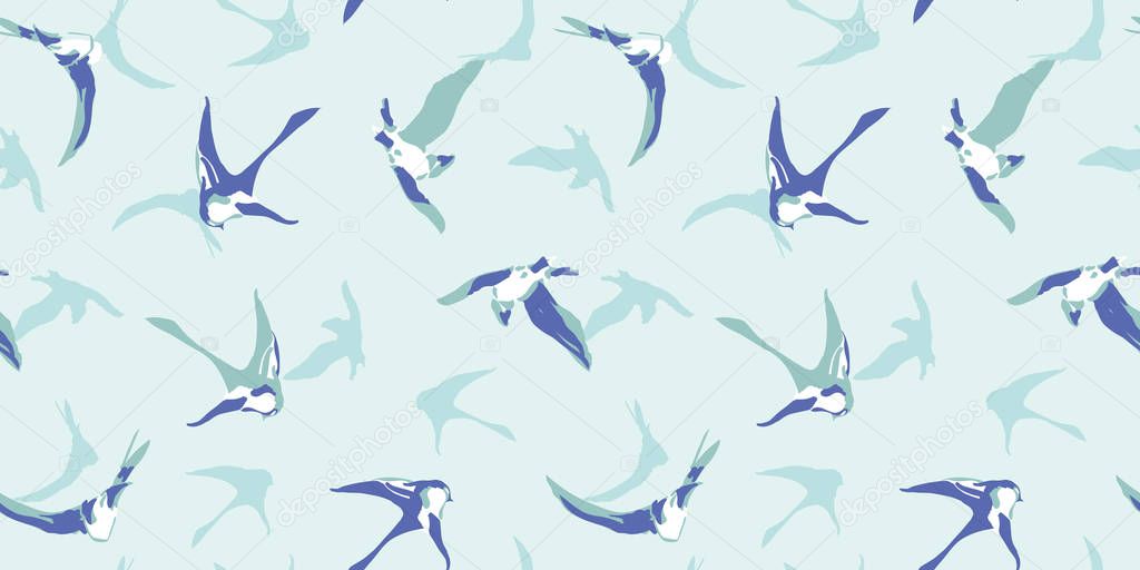 Blue pattern with swallow.