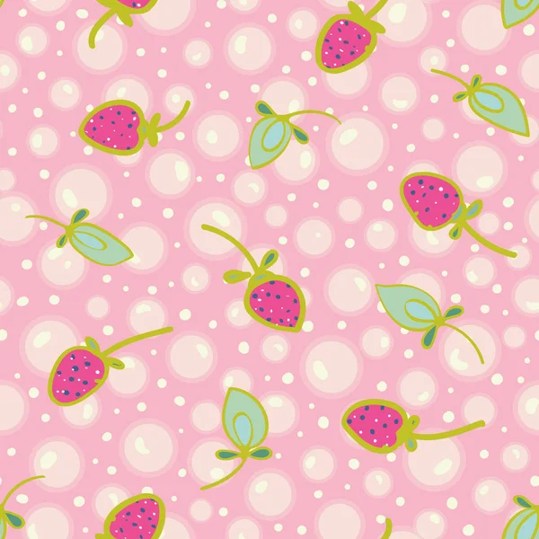 Rosa Muster mit Blase und Erdbeere. — Stockvektor