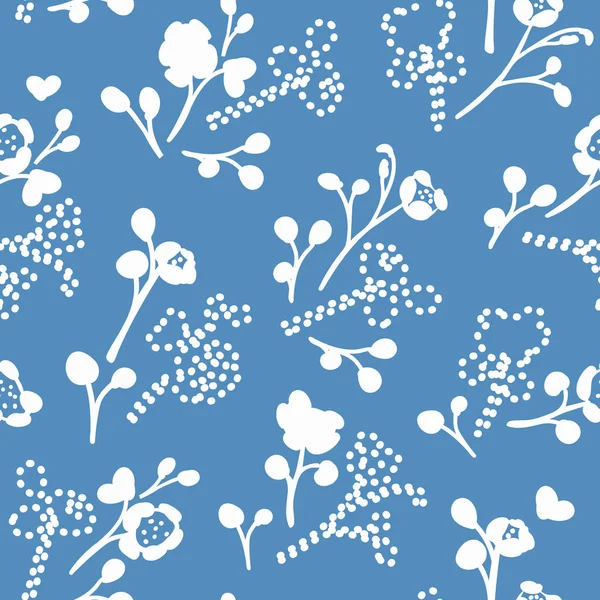 Blaues Muster mit kleinen Blüten. — Stockvektor