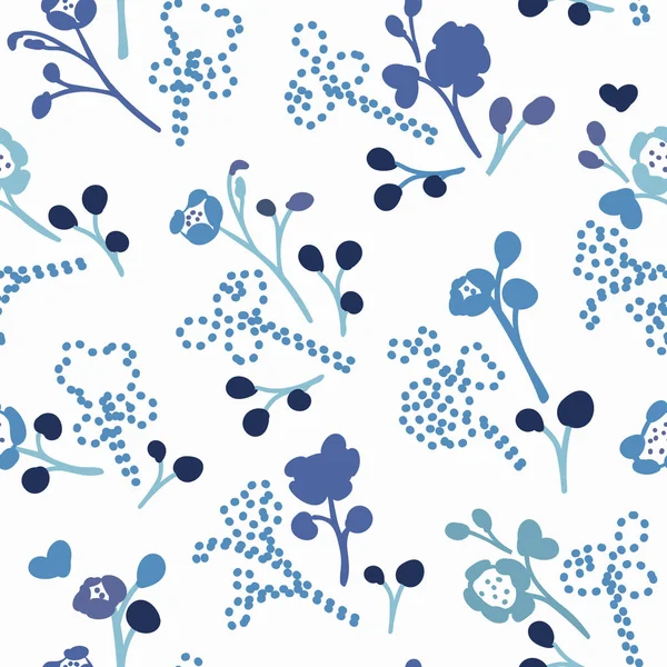 Modello bianco con piccoli fiori blu . — Vettoriale Stock