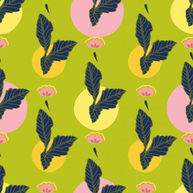 Nokta ile yeşil halk sanatı çiçek deseni.