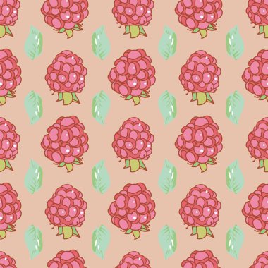Zarif çiçek reaspberry yaz deseni.