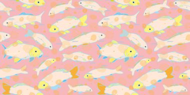 Renkli okyanus yaşam balık koi dikişsiz desen