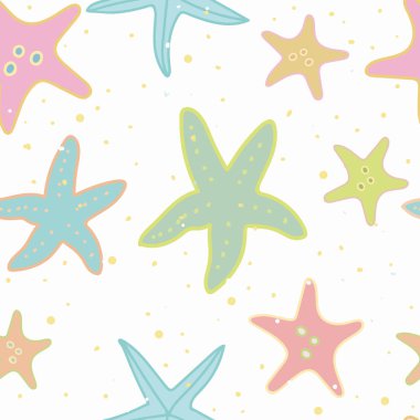 Denizyıldızı ve nokta ile beyaz desen.