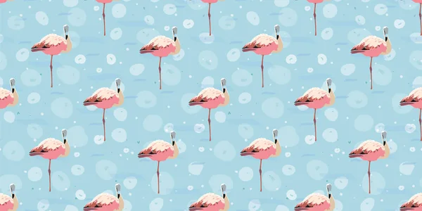 Exotiska djungel Flamingo Lagoon mönster. — Stock vektor