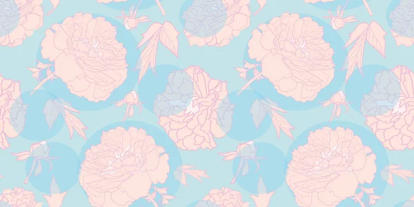 Realistische festliche Pfingstrosenblüte florales Muster. — Stockvektor