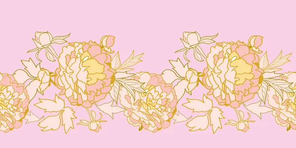 Fête réaliste fleur de pivoine bordure florale . — Image vectorielle