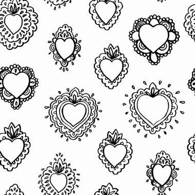 Vektör halk sanatı yanan kalp deseni.