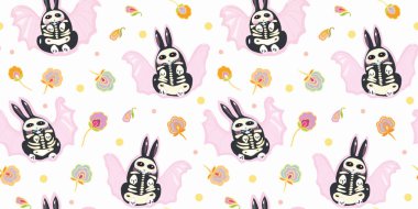 Vektör kawaii yarasa tavşan deseni.