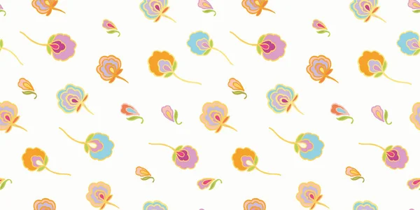 Pastel art populaire motif de fleurs . — Image vectorielle