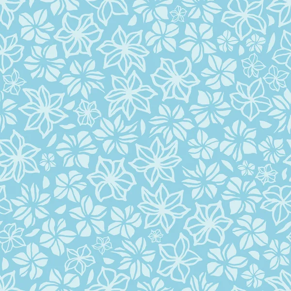 Vecteur bleu clair dessiné à la main motif de répétition de fleur — Image vectorielle