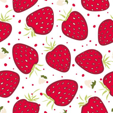 Yaz çileği grafikleri. Modern yaz tekrarlanan tasarım.