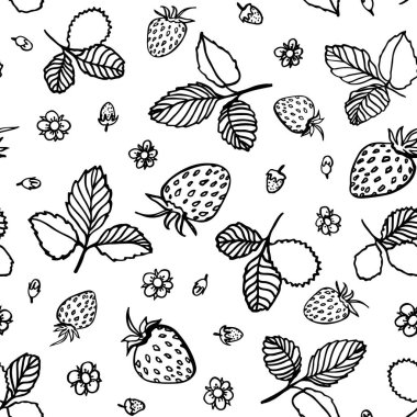 Çilek desenli çizgiler. Modern yaz tekrarlanan tasarım.