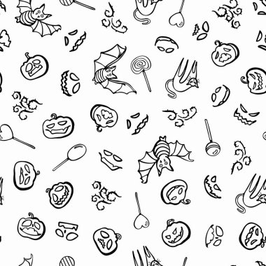 Çizgi çizgisi, cadılar bayramında kusursuz desen. El çizimi tasarım. 