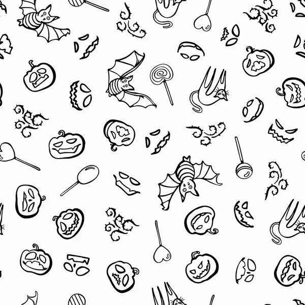 Çizgi çizgisi, cadılar bayramında kusursuz desen. El çizimi tasarım. 