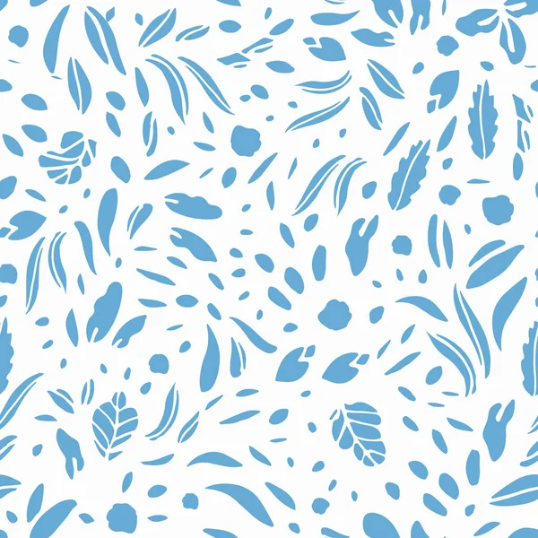 Nowoczesny abstrakcyjny niebieski liść kształt letni wzór. Kolorowe ręcznie rysowane kwiatowy wzór. — Wektor stockowy