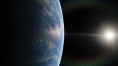 Yakın, Dünya yörüngesine mavi gezegenin düşük. NASA tarafından döşenmiş bu görüntü öğelerini.