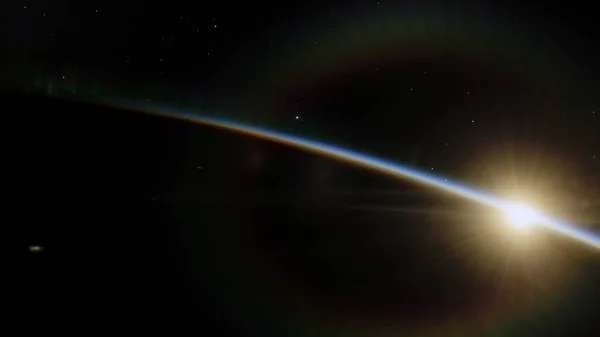 Perto Órbita Baixa Terra Planeta Azul Esta Imagem Elementos Fornecidos — Fotografia de Stock