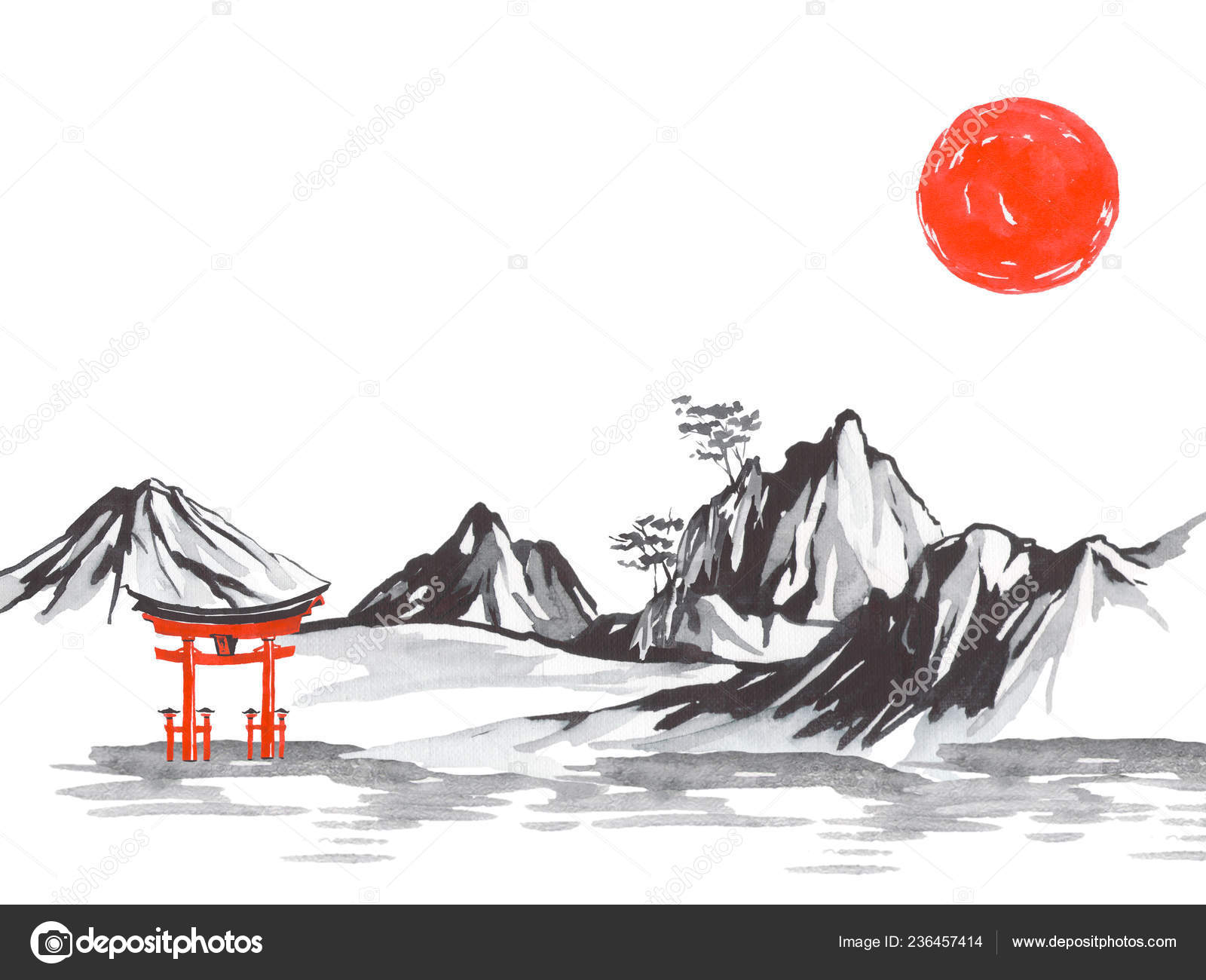 静と動の妙(みょう)○『太陽と富士図』がんどうあつし肉筆