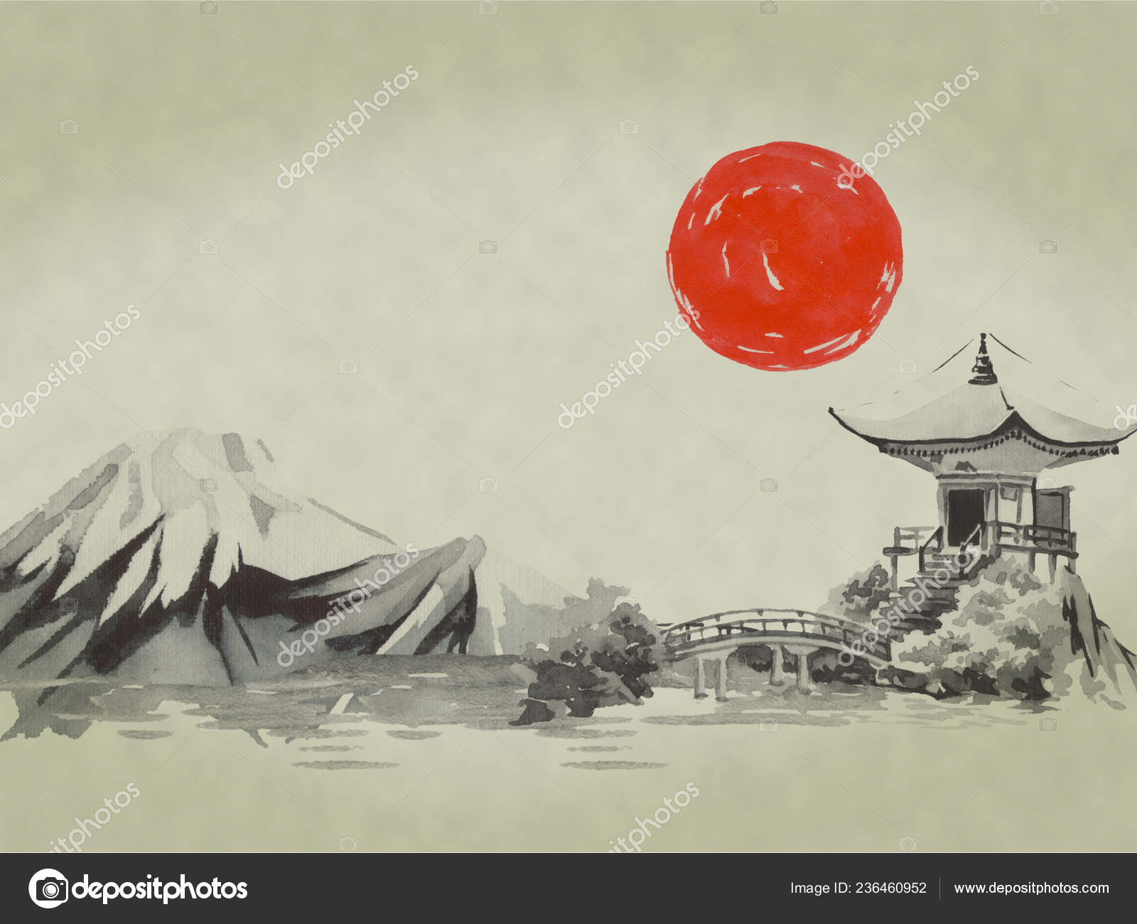 Japan traditional sumi-e painting. Watercolor and ink illustration in style sumi-e, u-sin. Fuji mountain, sakura, sunset. Japan sun. Indian ink illustration. Japanese picture. Stock Photo by ©exte-z@ 236460952 Japan traditional sumi-e painting. Watercolor and ink illustration in style sumi-e, u-sin. Fuji mountain, sakura, sunset. Japan sun. Indian ink illustration. Japanese picture. Stock Photo by ©exte-z@ 236460952
