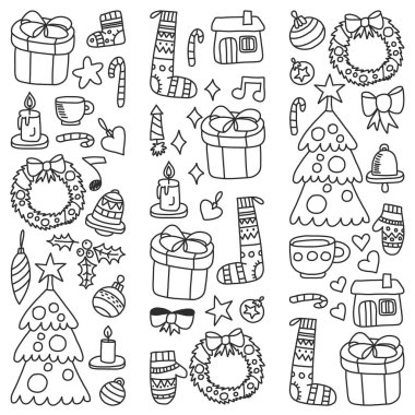 Noel, tatil, kış, vektör çizim. Yeni yıl desen, çocuk çizimleri bir öğretmen ile çerçeve.