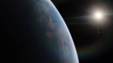 Yakın, Dünya yörüngesine mavi gezegenin düşük. NASA tarafından döşenmiş bu görüntü öğelerini.