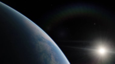 Yakın, Dünya yörüngesine mavi gezegenin düşük. NASA tarafından döşenmiş bu görüntü öğelerini.